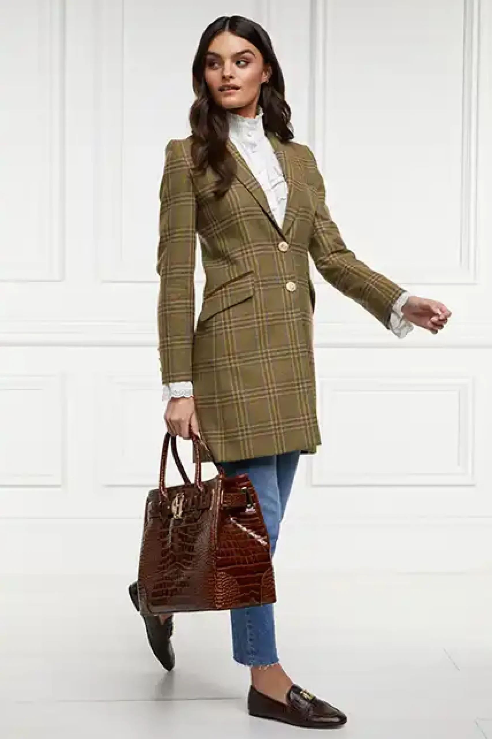 Holland Cooper Highgrove Coat Avebury Green Check Discount