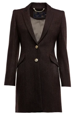Holland Cooper Highgrove Coat Chocolate Herringbone Online