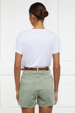 Holland Cooper High Rise Denim Short Sage