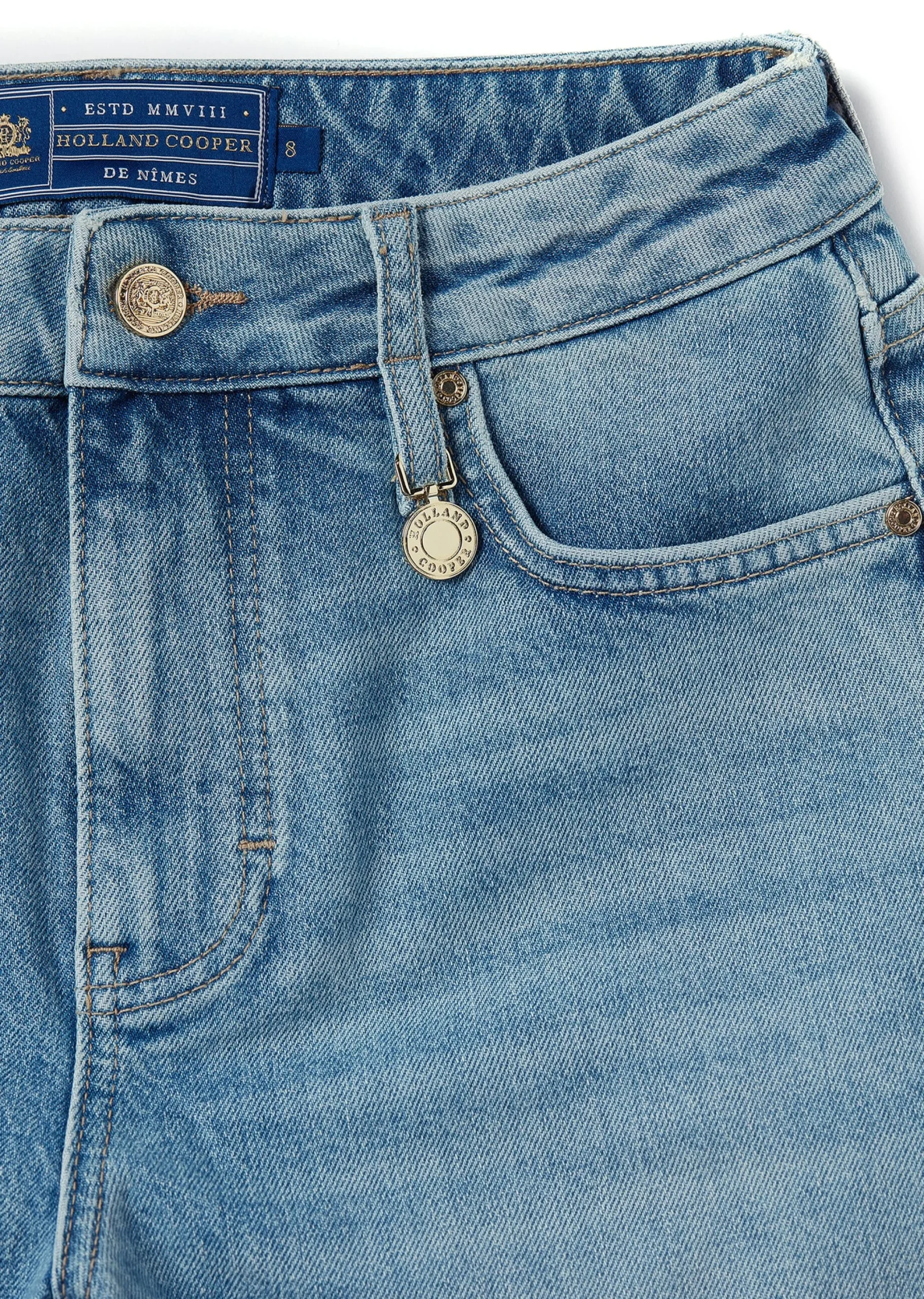 Holland Cooper High Rise Denim Short Vintage Indigo Outlet