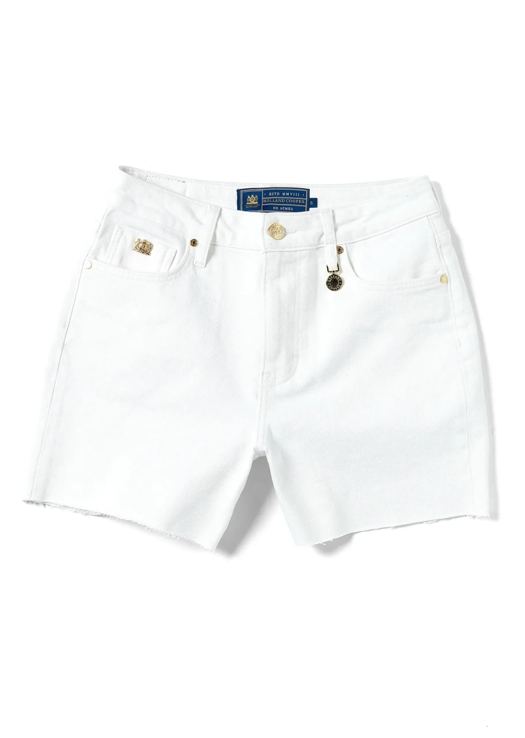 Holland Cooper High Rise Denim Short Optic White Discount