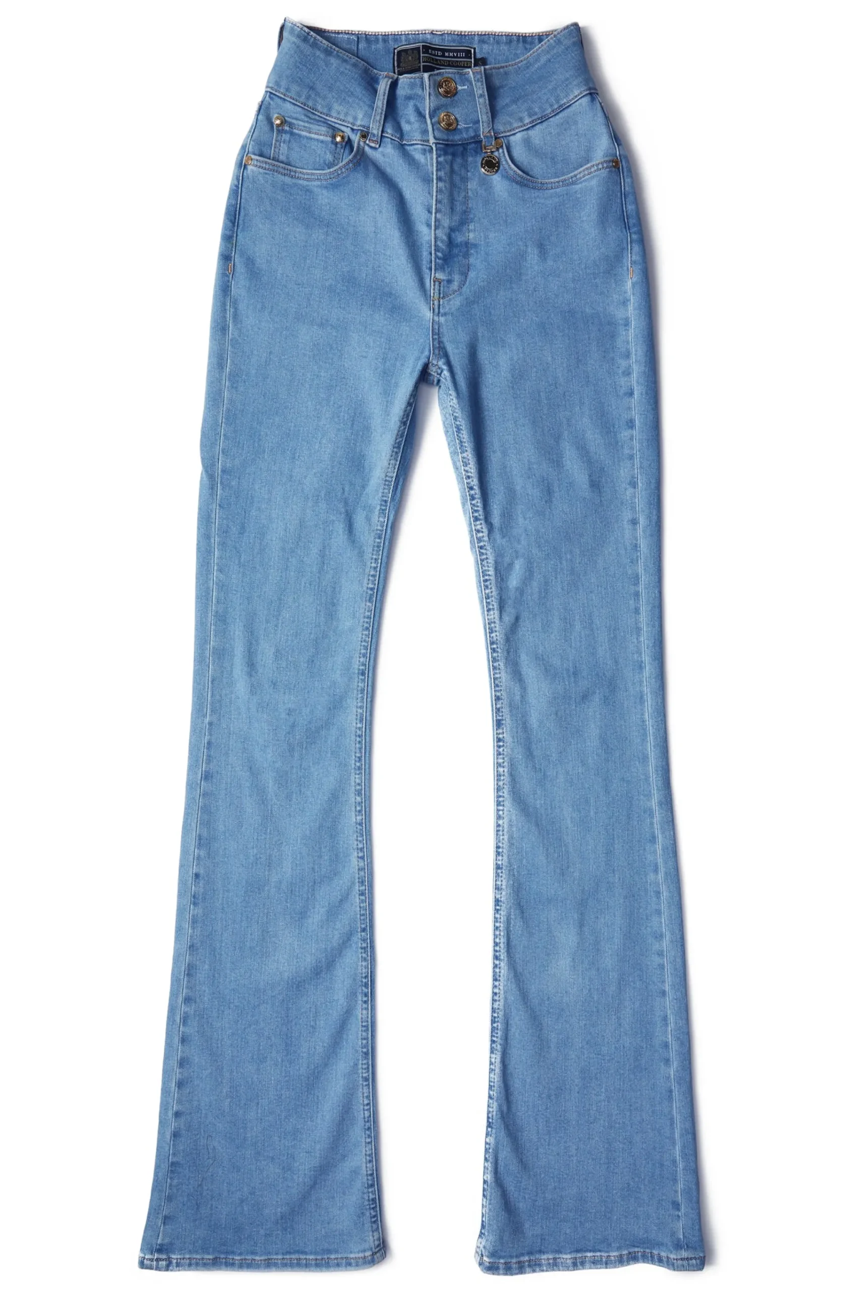 Holland Cooper High Rise Flared Jean Light Denim Online