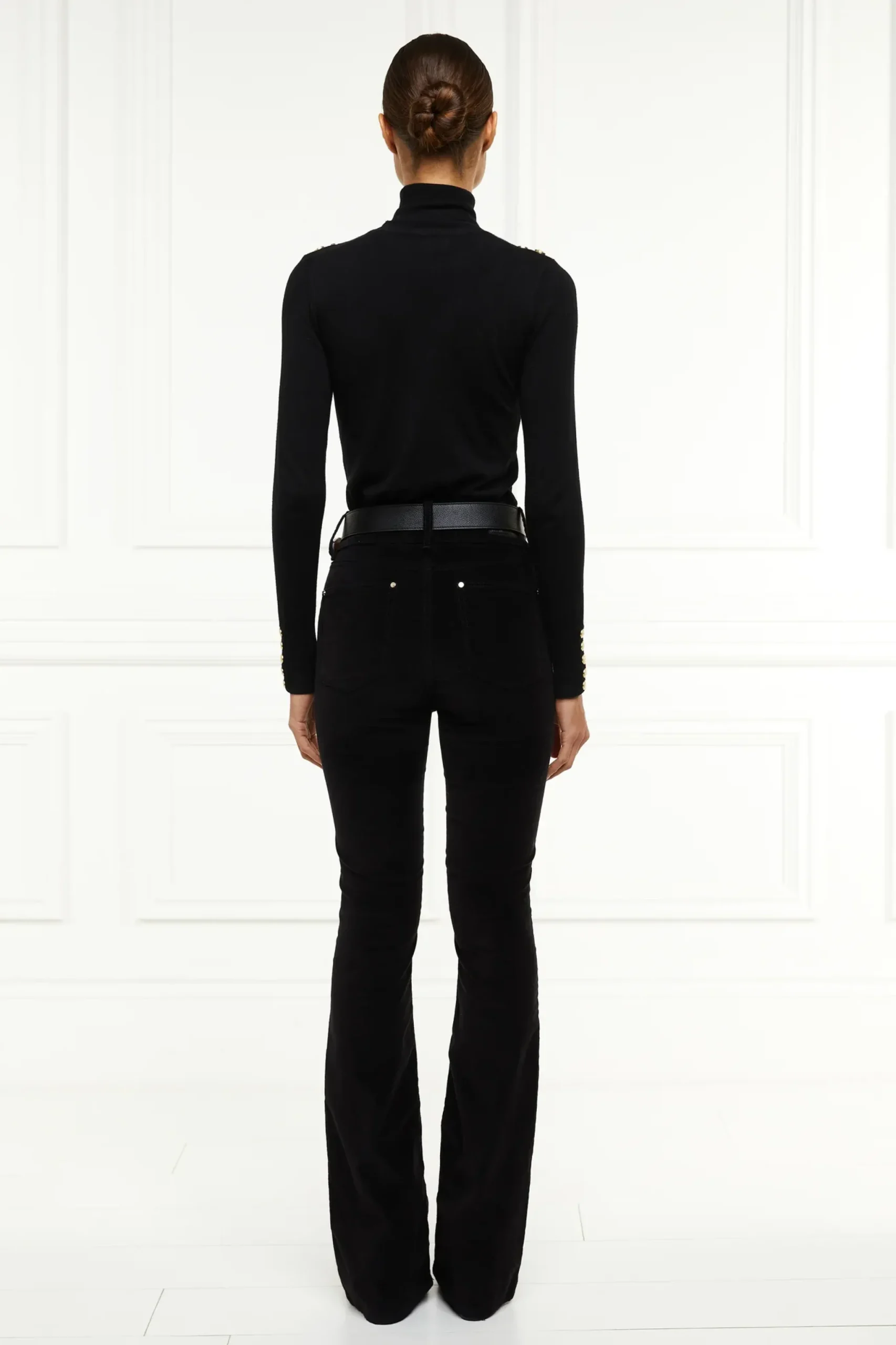 Holland Cooper High Rise Velvet Flare Black Hot