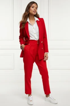Holland Cooper High Waisted Peg Trouser Red Barathea