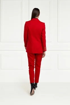 Holland Cooper High Waisted Peg Trouser Red Barathea
