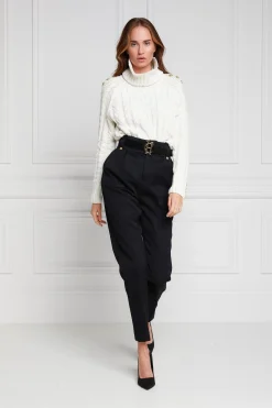 Holland Cooper High Waisted Peg Trouser Black Barathea Sale