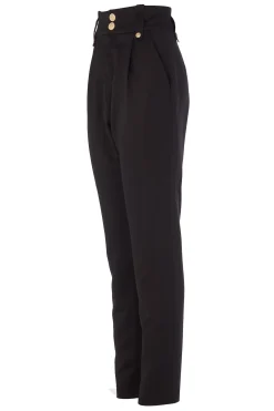 Holland Cooper High Waisted Peg Trouser Black Barathea Sale