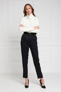 Holland Cooper High Waisted Peg Trouser Black Barathea Sale