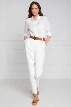 Holland Cooper High Waisted Peg Trouser Oyster Linen Hot