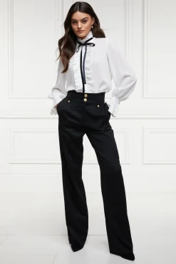 Holland Cooper High Waisted Straight Trouser Black Barathea Online