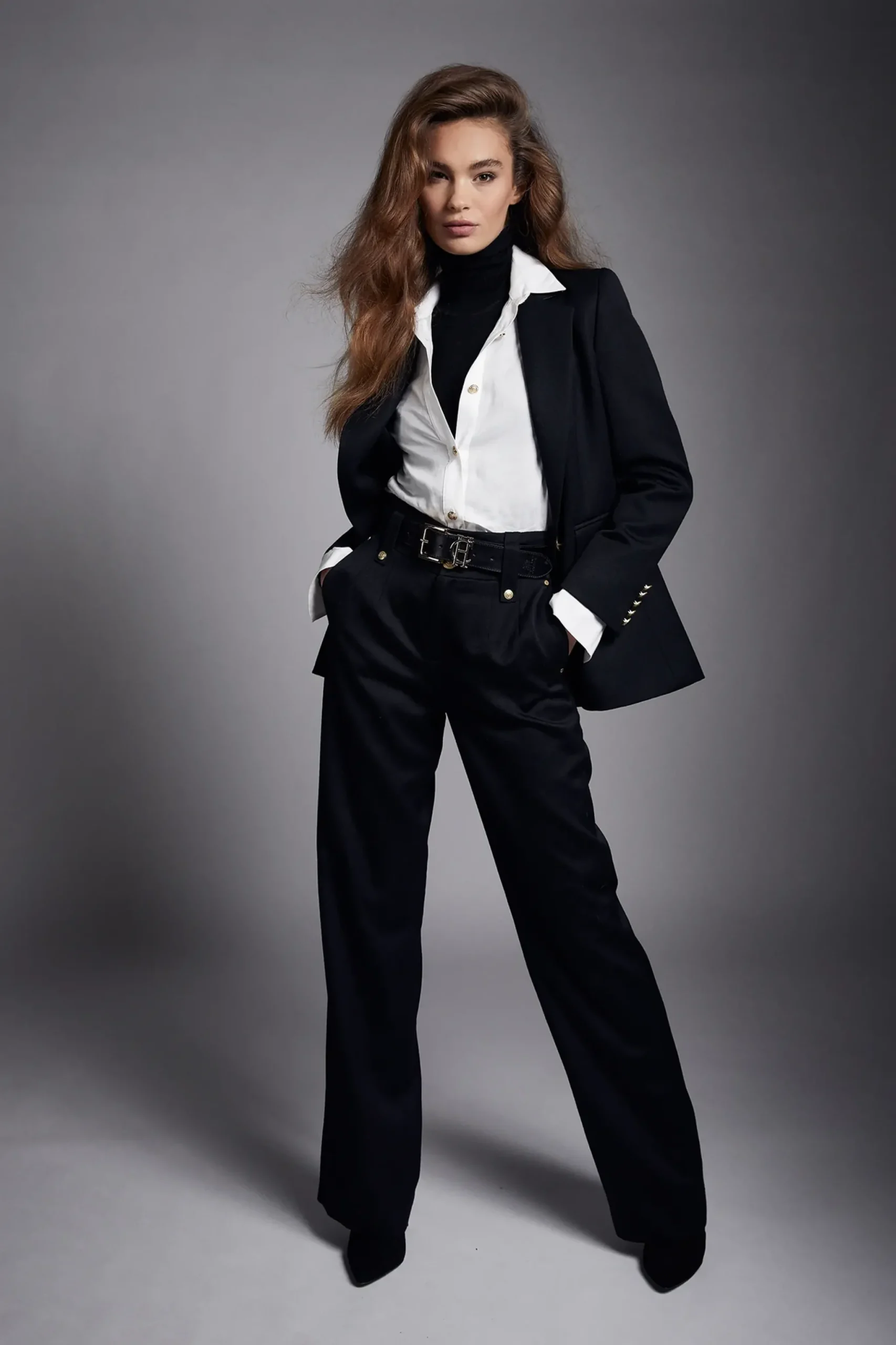 Holland Cooper High Waisted Straight Trouser Black Barathea Online