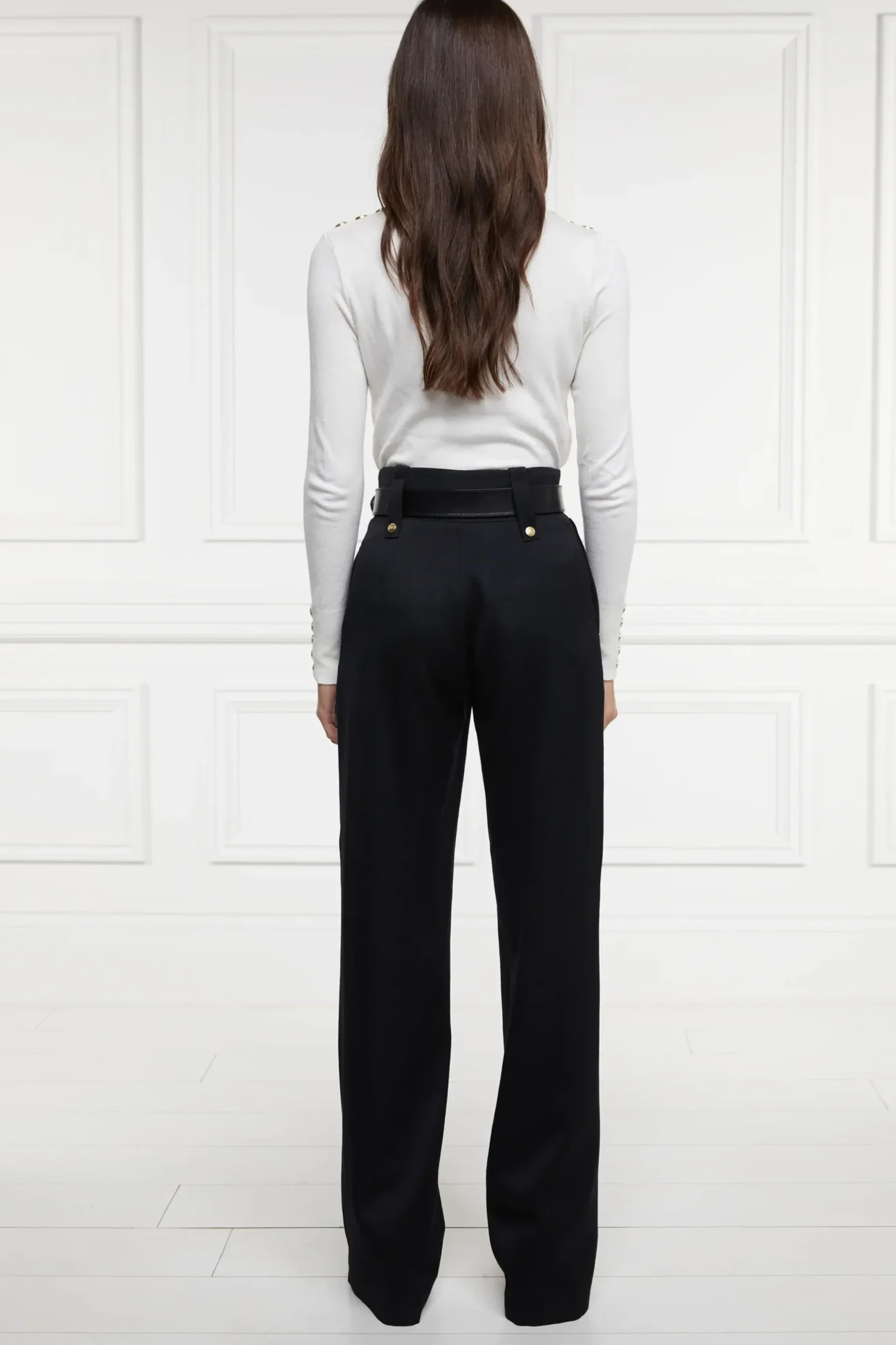 Holland Cooper High Waisted Straight Trouser Black Barathea Online