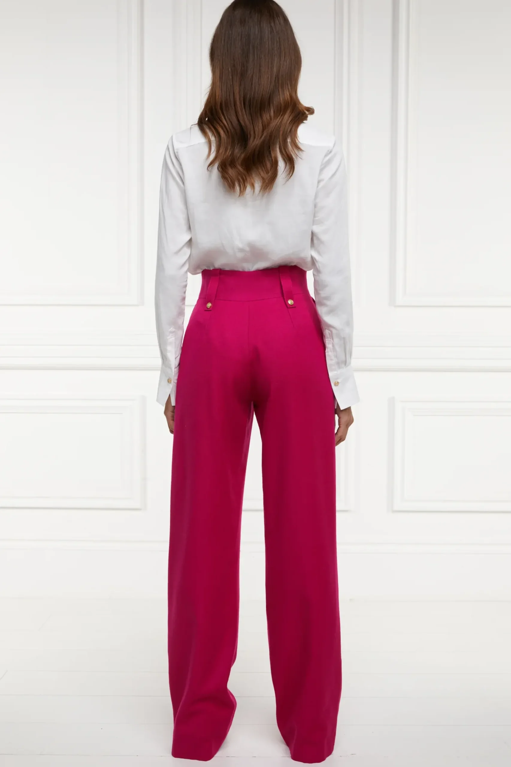 Holland Cooper High Waisted Straight Trouser Hot Pink Barathea Outlet