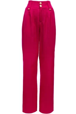 Holland Cooper High Waisted Straight Trouser Hot Pink Barathea Outlet