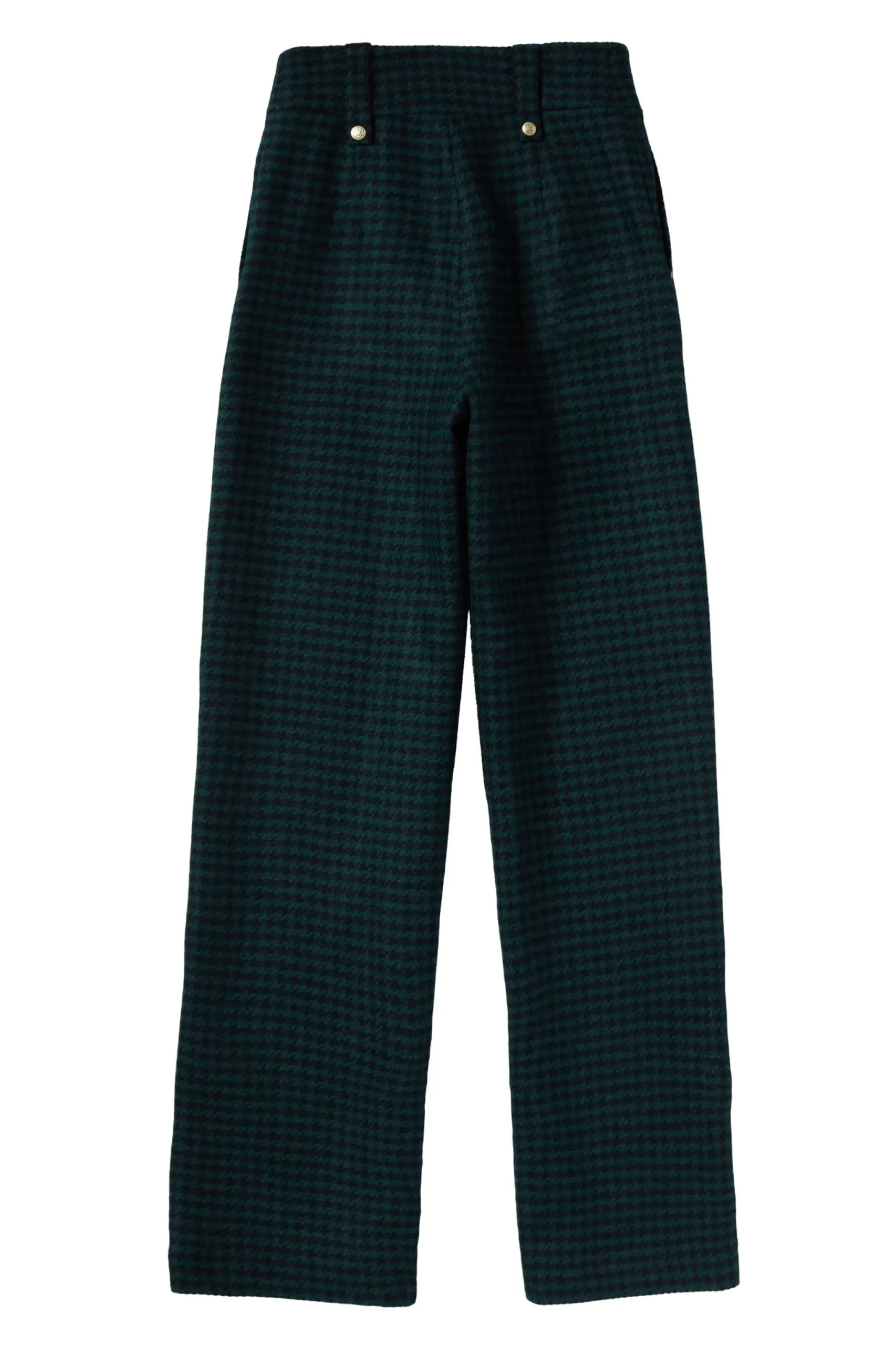 Holland Cooper High Waisted Straight Trouser Emerald Houndstooth Clearance