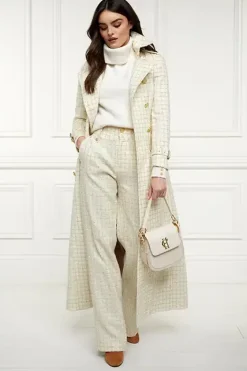 Holland Cooper High Waisted Straight Trouser Ivory Sparkle Tweed Discount