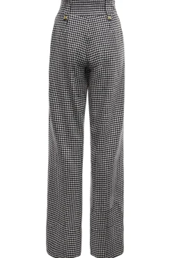 Holland Cooper High Waisted Straight Trouser Black & White Puppy Tooth Outlet