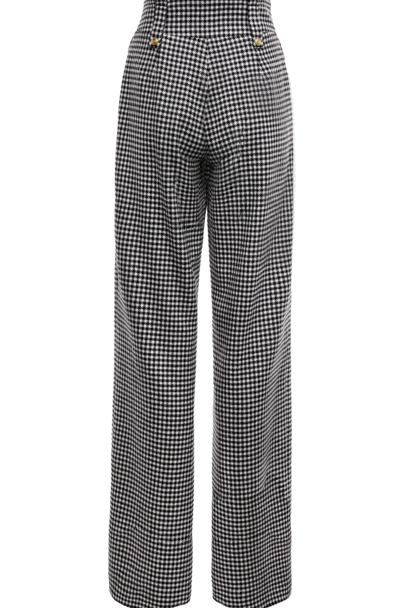 Holland Cooper High Waisted Straight Trouser Black & White Puppy Tooth Outlet