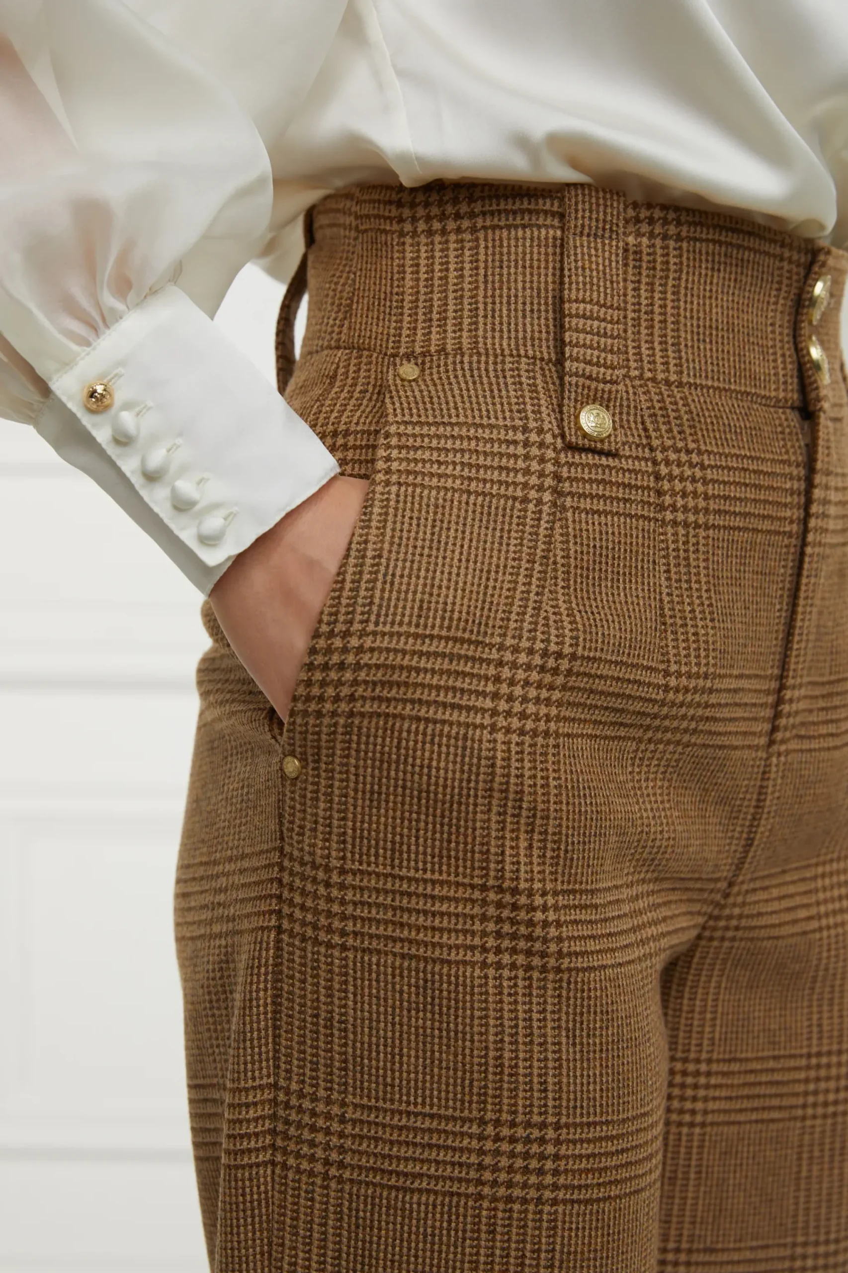 Holland Cooper High Waisted Straight Trouser Tawny Clearance