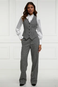 Holland Cooper High Waisted Straight Trouser Large Scale Prince of Wales Mono Discount