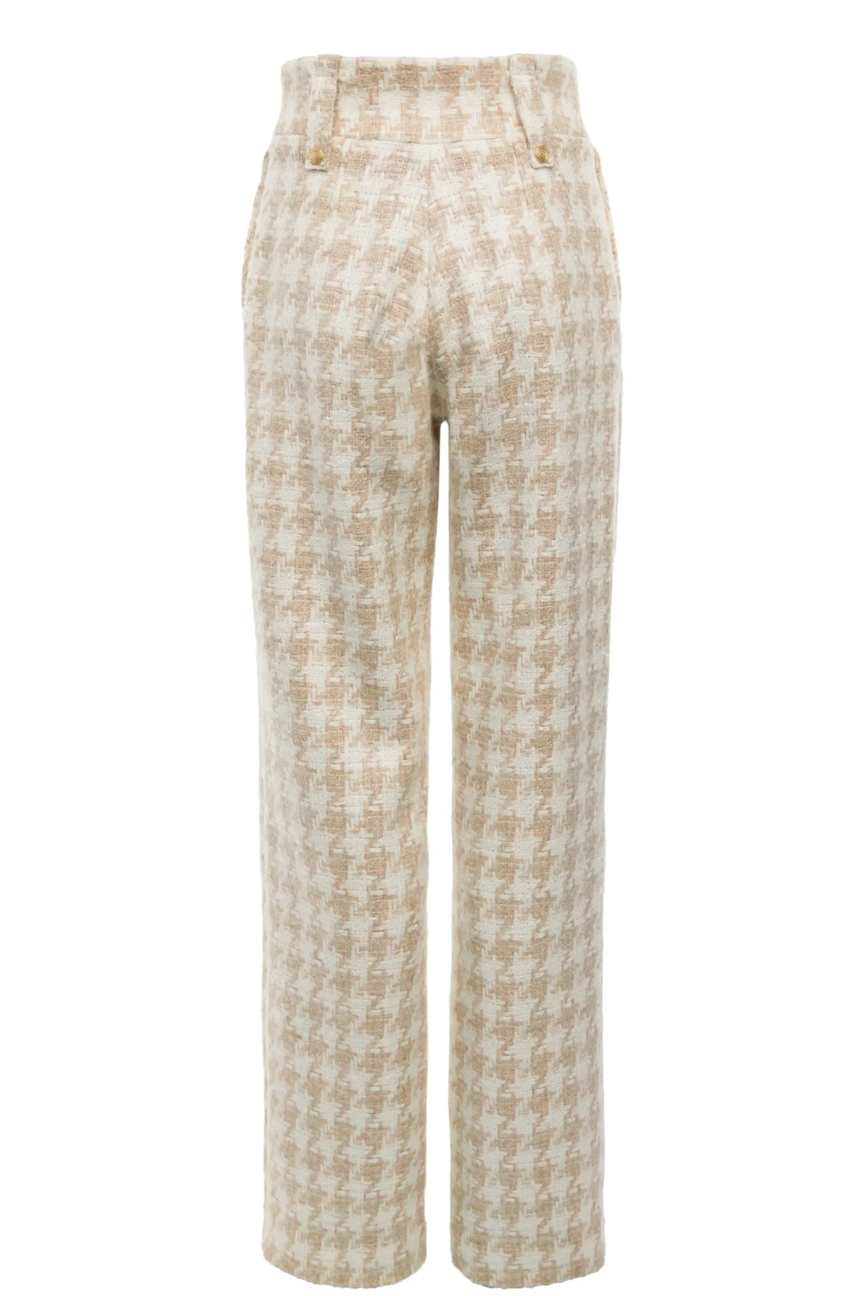 Holland Cooper High Waisted Straight Trouser Camel Houndstooth Discount