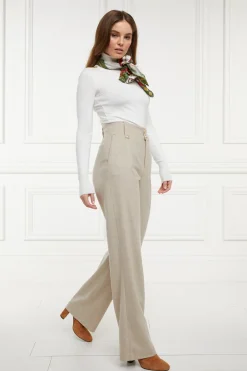 Holland Cooper High Waisted Straight Trouser Oatmeal