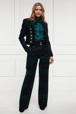 Holland Cooper High Waisted Straight Trouser Blackwatch Discount