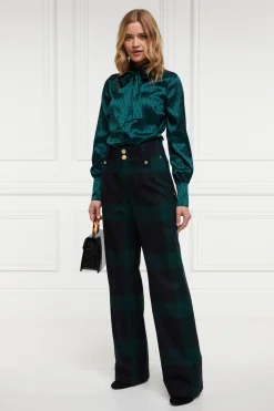 Holland Cooper High Waisted Straight Trouser Blackwatch Discount