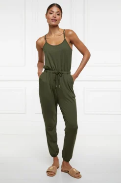 Holland Cooper Iconic Jersey Jumpsuit Khaki