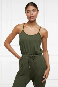 Holland Cooper Iconic Jersey Jumpsuit Khaki