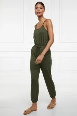 Holland Cooper Iconic Jersey Jumpsuit Khaki
