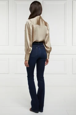 Holland Cooper Isla Satin Shirt Champagne New