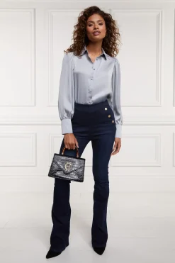 Holland Cooper Isla Satin Shirt Silver Grey