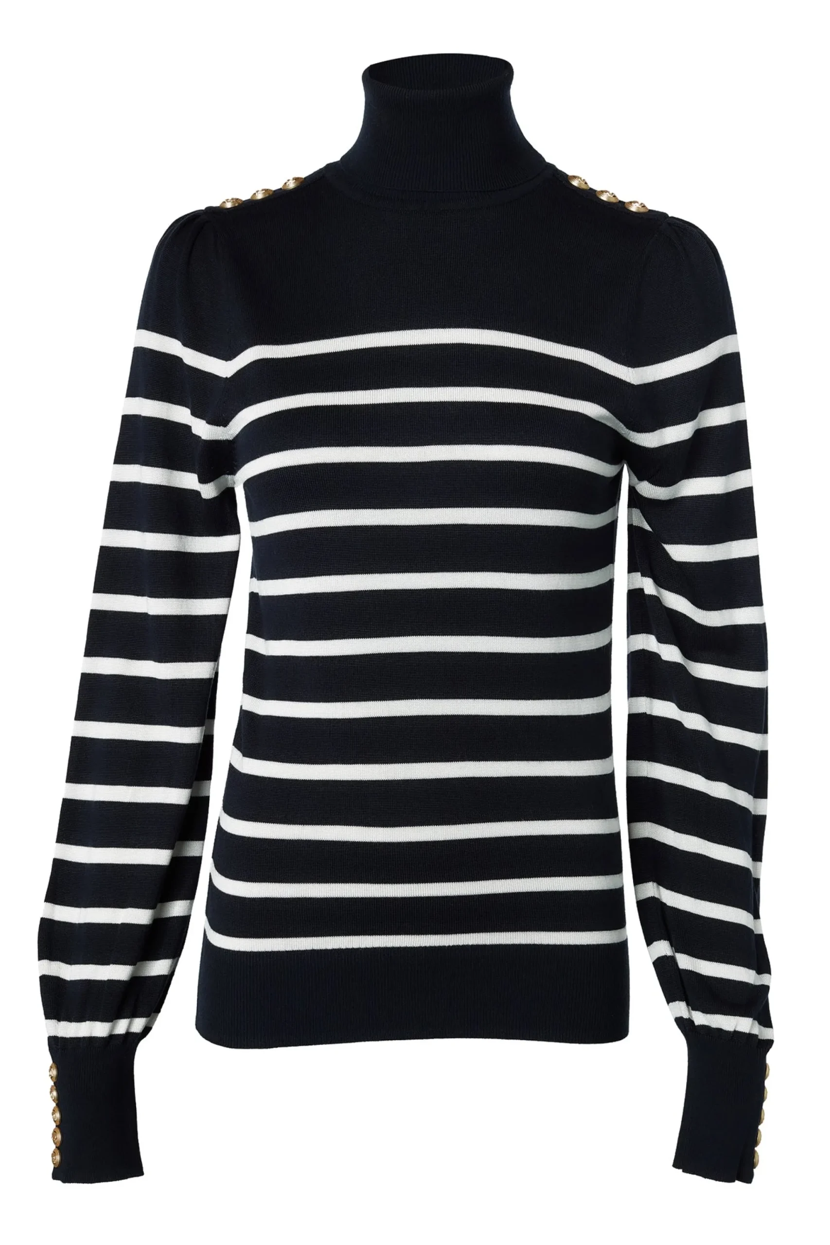 Holland Cooper Kelsie Roll Neck Knit Ink Navy Natural Stripe Hot