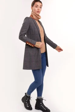 Holland Cooper Kempton Coat Mid Blue Check Hot