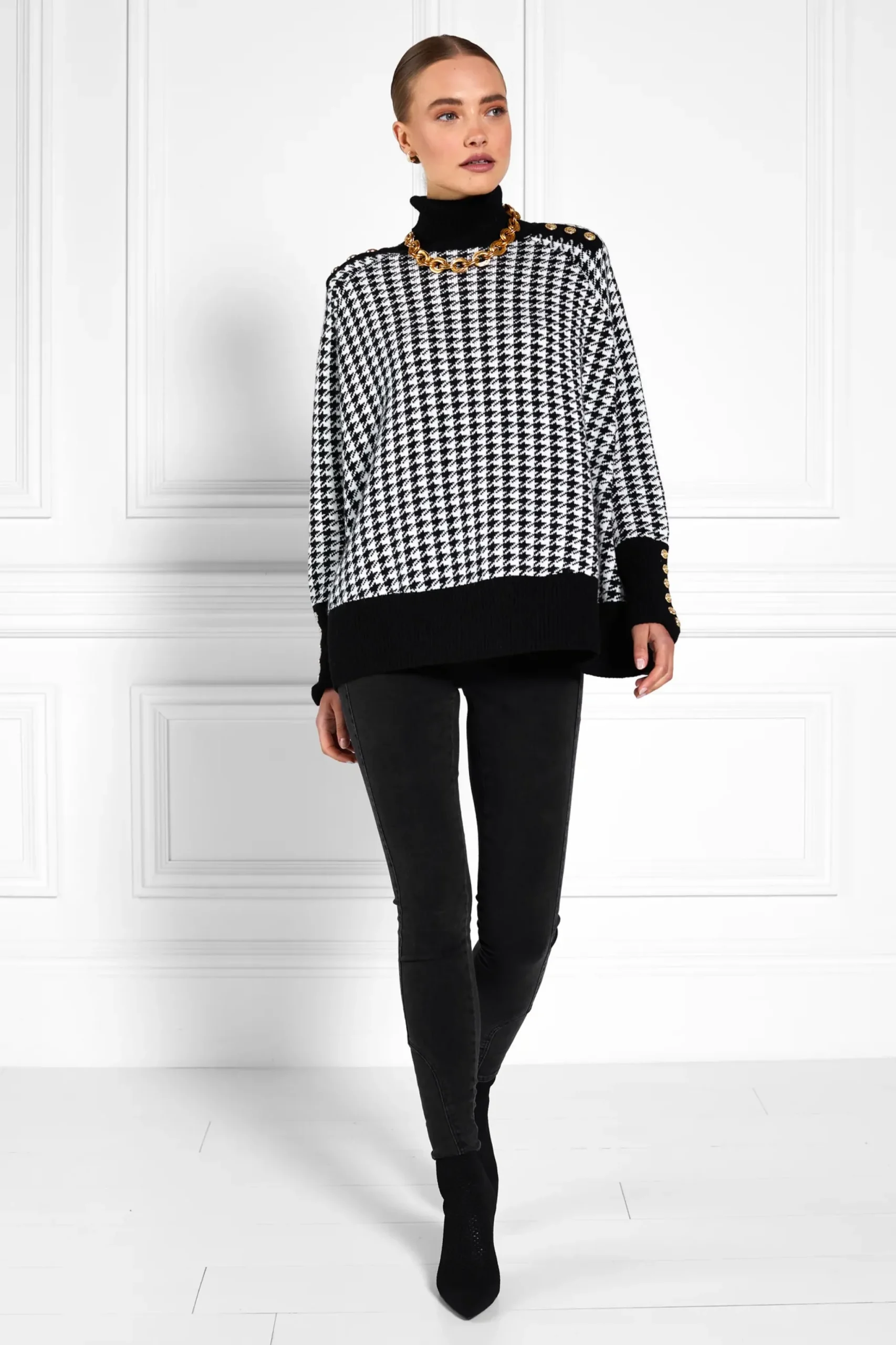 Holland Cooper Kingsbury Cape Knit Houndstooth Discount