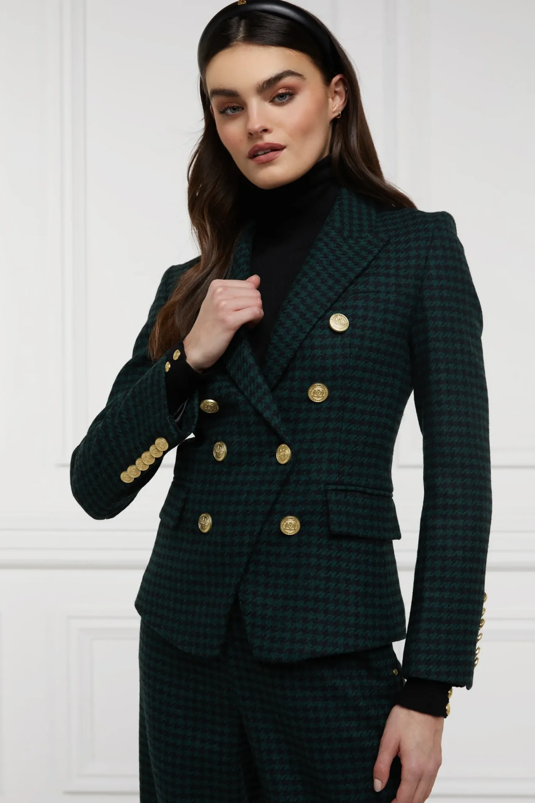 Holland Cooper Knightsbridge Blazer Emerald Houndstooth Sale