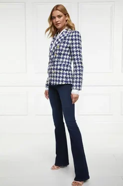 Holland Cooper Knightsbridge Blazer Large Scale Navy Houndstooth