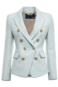 Holland Cooper Knightsbridge Blazer Teal Houndstooth Outlet