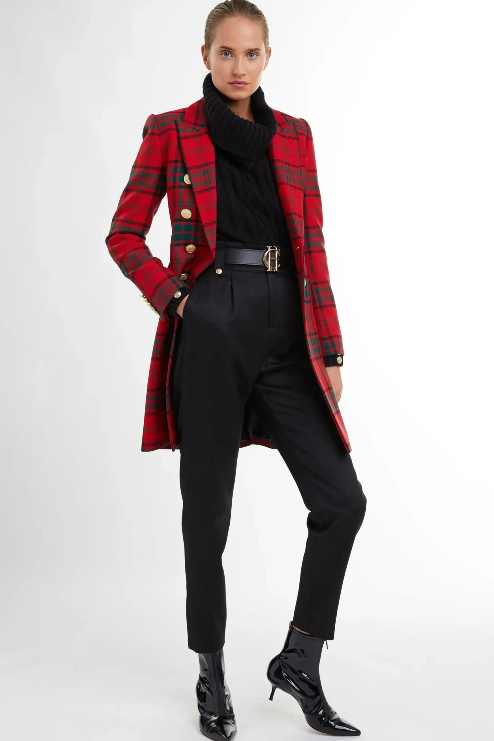 Holland Cooper Knightsbridge Coat Red Tartan Sale