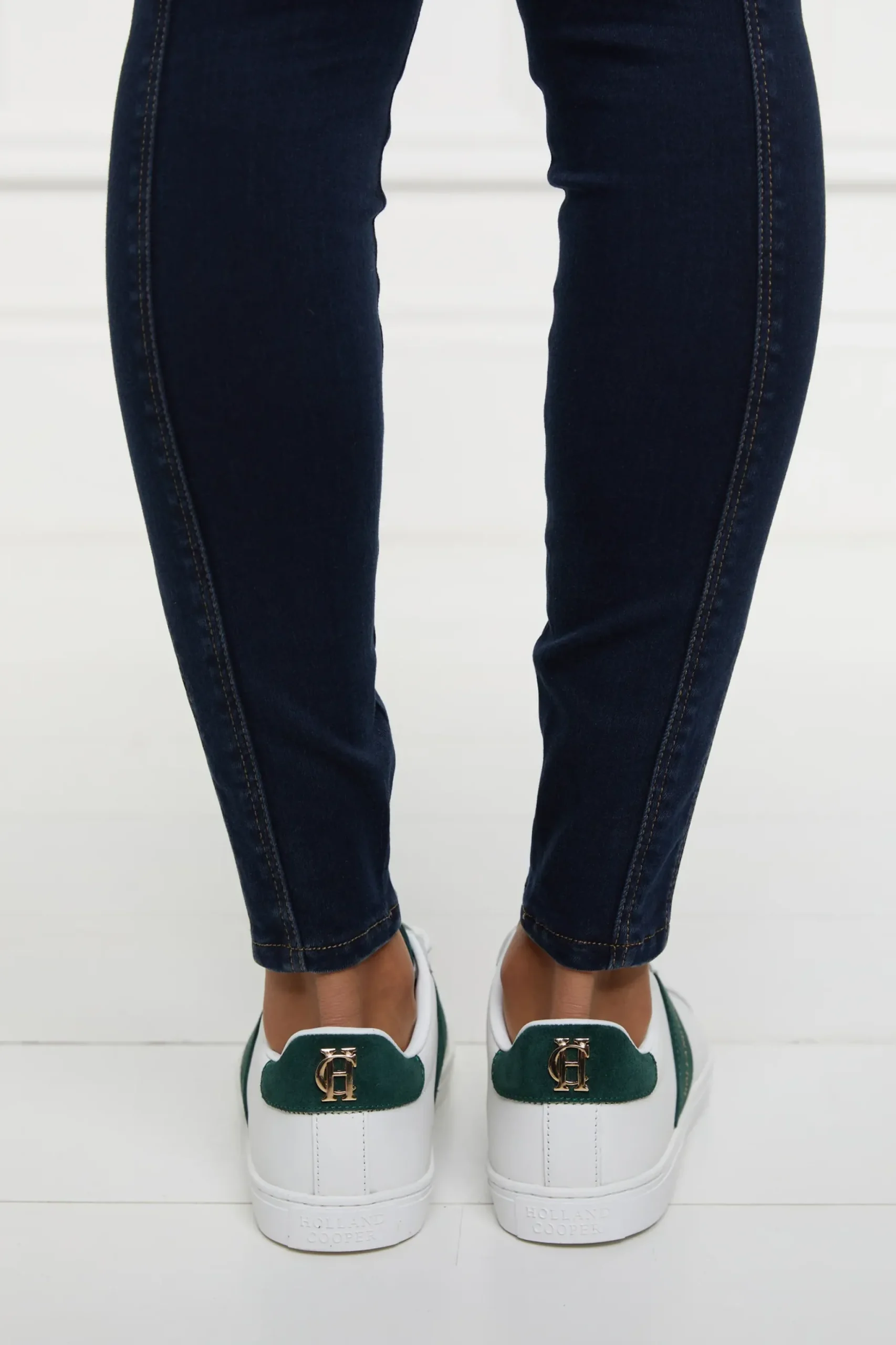 Holland Cooper Knightsbridge Court Trainer White Racing Green Hot