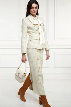 Holland Cooper Knightsbridge Maxi Skirt Ivory Sparkle Tweed