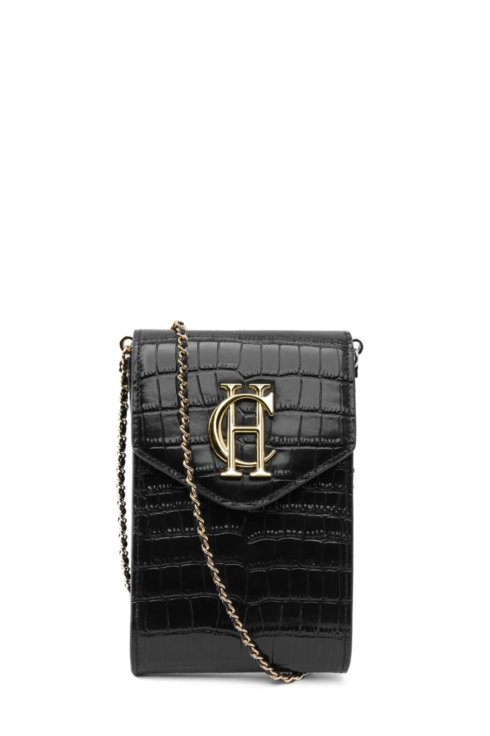 Holland Cooper Knightsbridge Phone Pouch Black Croc Sale