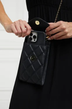 Holland Cooper Knightsbridge Phone Pouch Black Quilted