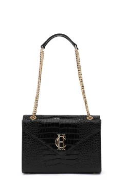 Holland Cooper Knightsbridge Shoulder Bag Black Croc Clearance