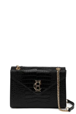 Holland Cooper Knightsbridge Shoulder Bag Black Croc Clearance