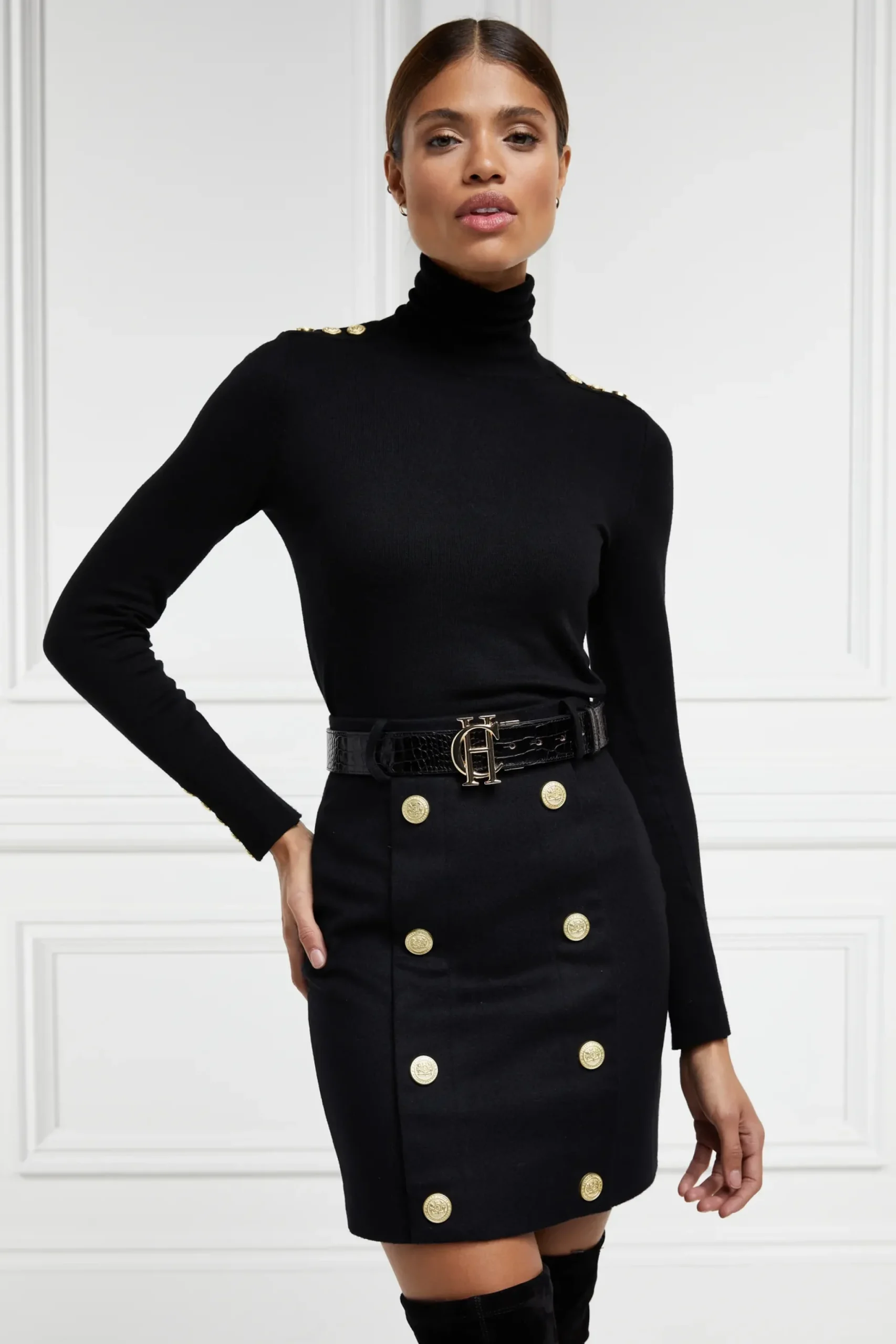 Holland Cooper Knightsbridge Skirt Soft Black Discount