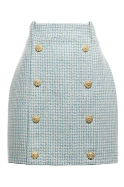 Holland Cooper Knightsbridge Skirt Teal Houndstooth Clearance