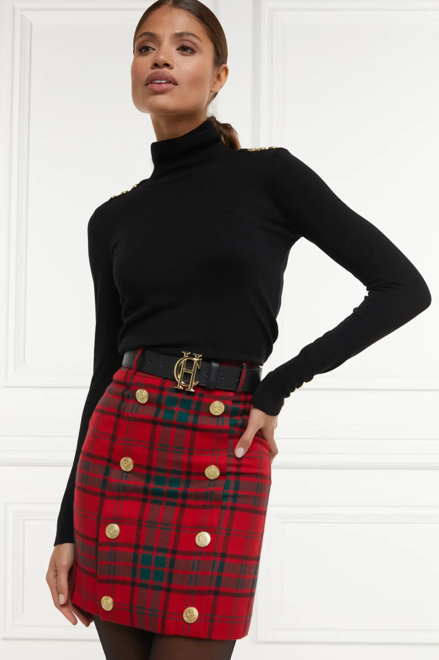 Holland Cooper Knightsbridge Skirt Red Tartan Outlet