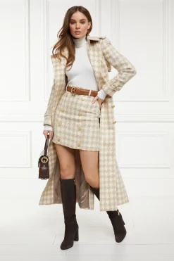Holland Cooper Knightsbridge Skirt Camel Houndstooth